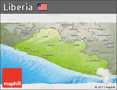 Physical Panoramic Map of Liberia, semi-desaturated, land only