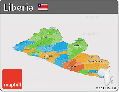 Political Panoramic Map of Liberia, cropped outside