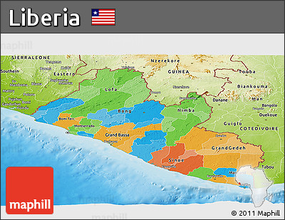 Political Panoramic Map of Liberia, physical outside
