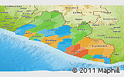 Political Panoramic Map of Liberia, physical outside