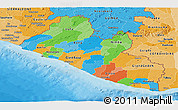 Political Panoramic Map of Liberia, political shades outside