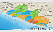 Political Panoramic Map of Liberia, shaded relief outside