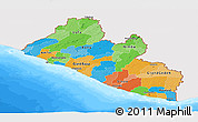 Political Panoramic Map of Liberia, single color outside, bathymetry sea