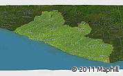 Satellite Panoramic Map of Liberia, darken, land only