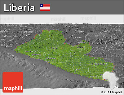Satellite Panoramic Map of Liberia, desaturated