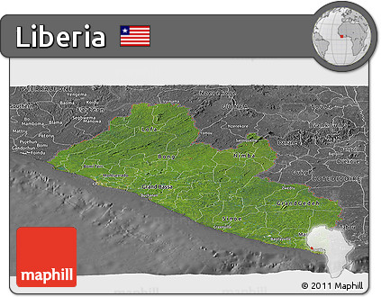 Satellite Panoramic Map of Liberia, desaturated