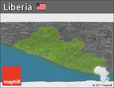 Satellite Panoramic Map of Liberia, desaturated, land only