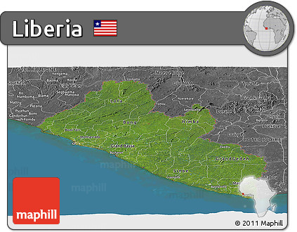 Satellite Panoramic Map of Liberia, desaturated, land only