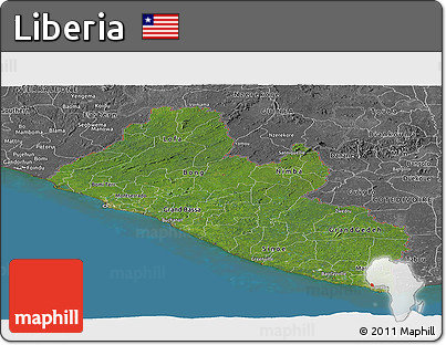 Satellite Panoramic Map of Liberia, desaturated, land only
