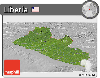 Satellite Panoramic Map of Liberia, lighten, desaturated