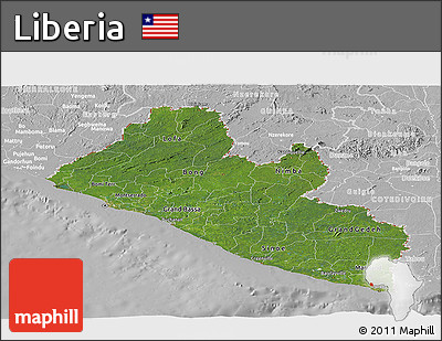 Satellite Panoramic Map of Liberia, lighten, desaturated