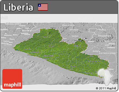 Satellite Panoramic Map of Liberia, lighten, desaturated