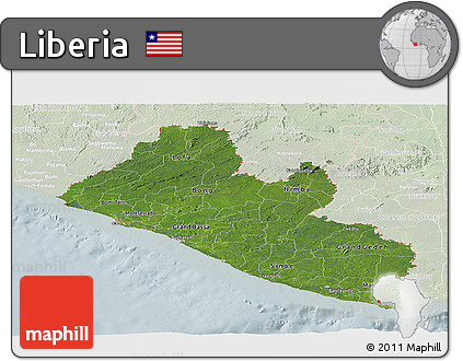 Satellite Panoramic Map of Liberia, lighten
