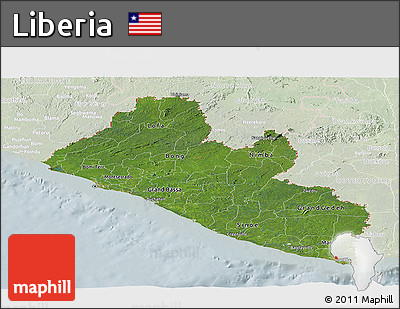 Satellite Panoramic Map of Liberia, lighten