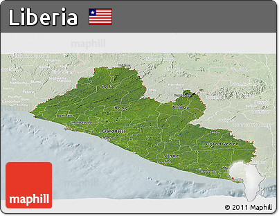 Satellite Panoramic Map of Liberia, lighten