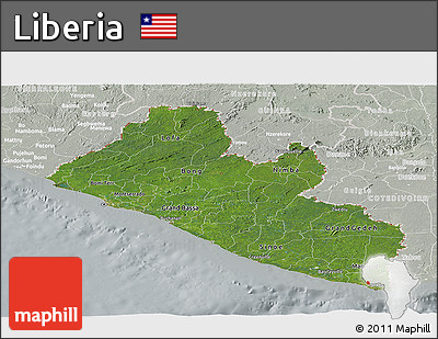 Satellite Panoramic Map of Liberia, lighten, semi-desaturated