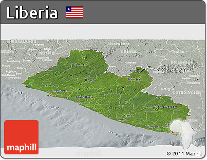 Satellite Panoramic Map of Liberia, lighten, semi-desaturated