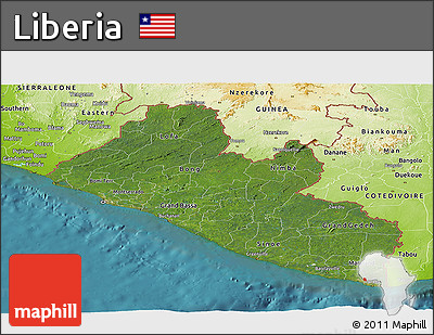 Satellite Panoramic Map of Liberia, physical outside, satellite sea