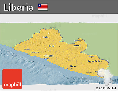 Savanna Style Panoramic Map of Liberia, single color outside