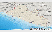 Shaded Relief Panoramic Map of Liberia, semi-desaturated, land only