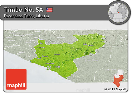 Physical Panoramic Map of Timbo No. 5A, lighten, semi-desaturated