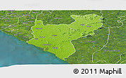 Physical Panoramic Map of Timbo No. 5A, satellite outside