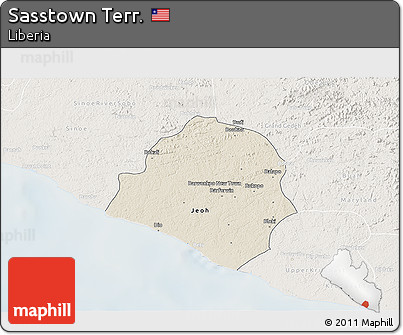 Shaded Relief 3D Map of Sasstown Terr., lighten