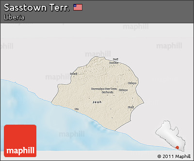 Shaded Relief 3D Map of Sasstown Terr., single color outside