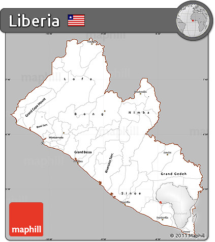 Gray Simple Map of Liberia, cropped outside