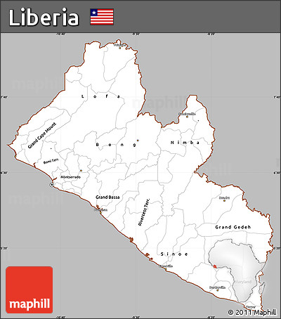 Gray Simple Map of Liberia, cropped outside