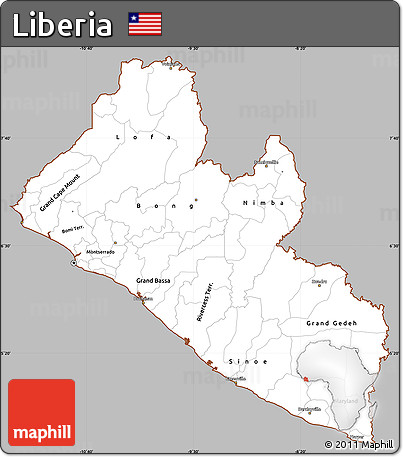 Gray Simple Map of Liberia, cropped outside