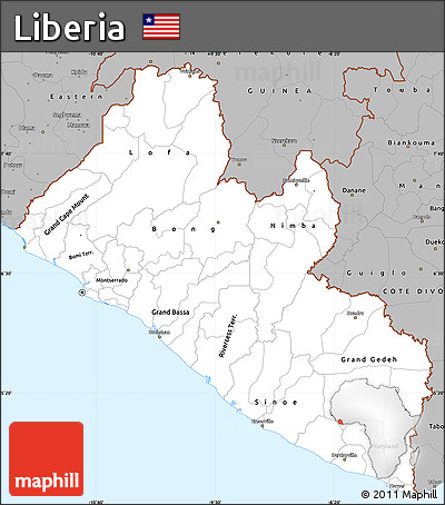Gray Simple Map of Liberia