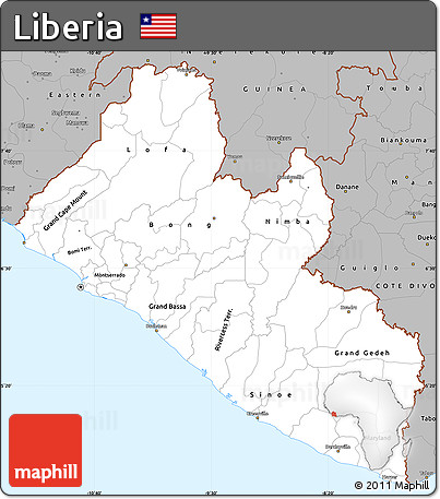 Gray Simple Map of Liberia