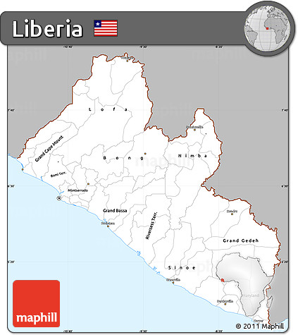 Gray Simple Map of Liberia, single color outside