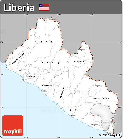 Gray Simple Map of Liberia, single color outside