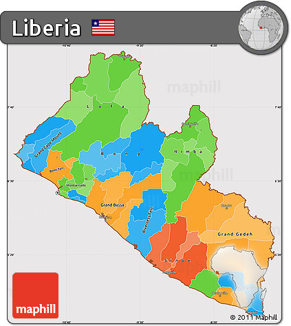 Political Simple Map of Liberia, cropped outside