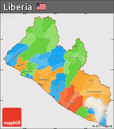 Political Simple Map of Liberia, cropped outside