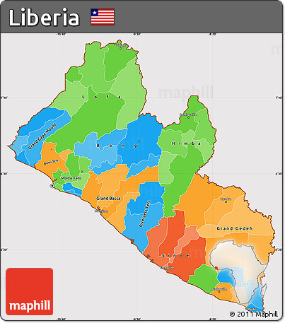 Political Simple Map of Liberia, cropped outside