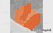 Political Shades 3D Map of Sinoe, desaturated