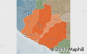 Political Shades 3D Map of Sinoe, semi-desaturated