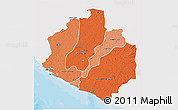 Political Shades 3D Map of Sinoe, single color outside