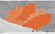 Political Shades Panoramic Map of Sinoe, desaturated