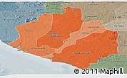 Political Shades Panoramic Map of Sinoe, semi-desaturated