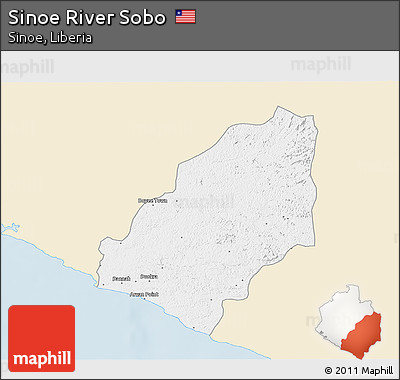 Classic Style 3D Map of Sinoe River Sobo, single color outside