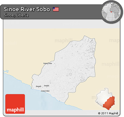 Classic Style 3D Map of Sinoe River Sobo, single color outside