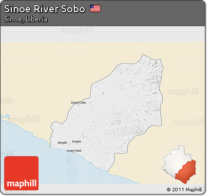 Classic Style 3D Map of Sinoe River Sobo, single color outside