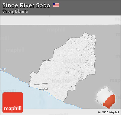Gray 3D Map of Sinoe River Sobo, single color outside
