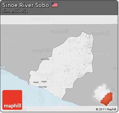 Gray 3D Map of Sinoe River Sobo, single color outside