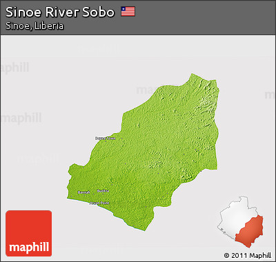 Physical 3D Map of Sinoe River Sobo, cropped outside