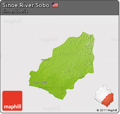 Physical 3D Map of Sinoe River Sobo, cropped outside